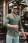 Slim Fit Çıtçıtlı Çift Cep Kot Gömlek