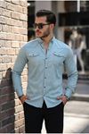 Slim Fit Çıtçıtlı Çift Cep Kot Gömlek