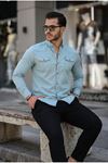 Slim Fit Çıtçıtlı Çift Cep Kot Gömlek