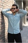Slim Fit Çıtçıtlı Çift Cep Kot Gömlek