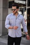 Slim Fit Çıtçıtlı Çift Cep Kot Gömlek