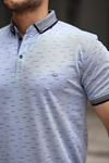 Erkek Kıvrılmaz Polo Yaka Cepsiz Slim Fit Desenli T-Shirt