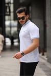 Erkek Kıvrılmaz Polo Yaka Cepsiz Slim Fit Desenli T-Shirt