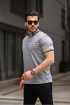 Erkek Kıvrılmaz Polo Yaka Cepsiz Slim Fit Desenli T-Shirt