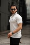 Erkek Kıvrılmaz Polo Yaka  Slim Fit Çizgili T-Shirt