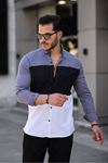 Üç Renk Slim Fit Likralı Kot Gömlek