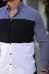 Üç Renk Slim Fit Likralı Kot Gömlek