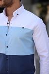 Üç Renk Slim Fit Likralı Kot Gömlek