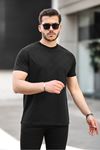 Erkek Kendinden Desenli Slim Fit T-Shirt