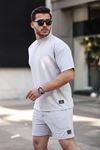 Erkek Alt Üst Oversize Tişört Basic Şort Gri Ikili Takım