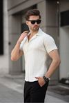 Erkek Yazlık Likralı Slim Fit Gömlek Yaka Kısa Kollu Gömlek