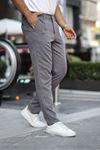 Erkek Slim Fit Düz Paça Füme Çizgili Pantolon