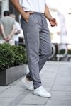Erkek Bel Lastikli Düz Paça Jogger Füme Pantolon