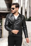 Çapraz Fermuar Erkek Deri Ceket