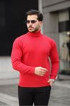 Erkek Günlük Balıkçı Yaka Boğazlı Kırmızı Triko Kazak