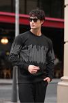 Erkek Bisiklet Yaka Baskılı Sweatshirt