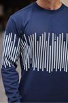 Erkek Bisiklet Yaka Baskılı Sweatshirt
