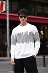 Erkek Bisiklet Yaka Baskılı Sweatshirt