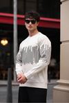 Erkek Bisiklet Yaka Baskılı Sweatshirt