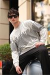 Erkek Bisiklet Yaka Baskılı Sweatshirt