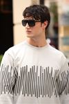 Erkek Bisiklet Yaka Baskılı Sweatshirt