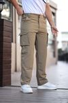 Erkek Kargo Cepli Dikiş Detaylı Kahve Taktik Paraşüt Pantolon