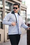 Erkek Oversize Günlük Trend Kadife Yaka Gri Ceket