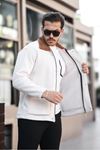 Erkek Oversize Günlük Trend Kadife Yaka Ekru Ceket
