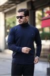 Erkek Trend Balıkçı Yaka Boğazlı Lacivert Triko Kazak