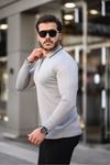 Fermuar Yaka Çizgi Detaylı Erkek Kazak