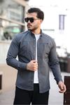 Erkek Mevsimlik Trend Gizli Cep Paraşüt Antrasit Gömlek