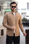 Erkek Mevsimlik Trend Gizli Cep Paraşüt Kahve Gömlek