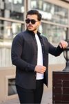 Erkek Mevsimlik Trend Gizli Cep Paraşüt Siyah Gömlek
