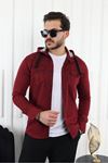 Erkek Slim Fit Dar Kalıp Kapüşonlu Kot Gömlek