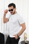 Kendinden Desenli Baskılı T-Shirt