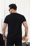 Kendinden Desenli Baskılı T-Shirt