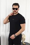 Kendinden Desenli Baskılı T-Shirt
