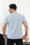 Kendinden Desenli Baskılı T-Shirt