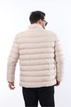 Erkek Trend Fermuarlı Şık Krem Şişme Mont