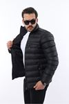 Erkek Trend Fermuarlı Şık Siyah Şişme Mont