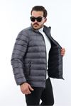 Erkek Trend Fermuarlı Şık Füme Şişme Mont