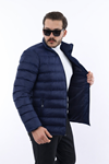 Erkek Trend Fermuarlı Şık Lacivert Şişme Mont
