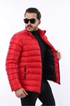 Erkek Trend Fermuarlı Şık Kırmızı Şişme Mont