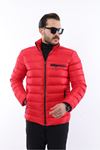 Erkek Trend Fermuarlı Şık Kırmızı Şişme Mont