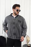 Erkek Oversize Günlük Bomber Jean Antrasit Fermuarlı Kot Ceket