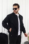 Erkek Oversize Günlük Bomber Jean Siyah Fermuarlı Kot Ceket