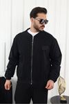 Erkek Oversize Günlük Bomber Jean Siyah Fermuarlı Kot Ceket