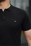 Erkek Kıvrılmaz Polo Yaka Cepsiz Slim Fit Dar Kesim T-Shirt