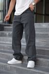 Erkek Bol Paça Basic Yüksek Bel Füme Baggy Pantolon