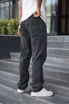 Erkek Bol Paça Basic Yüksek Bel Füme Baggy Pantolon